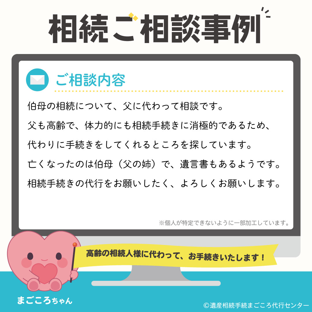 伯母の相続について、父に代わって相談です